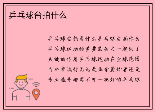 乒乓球台拍什么